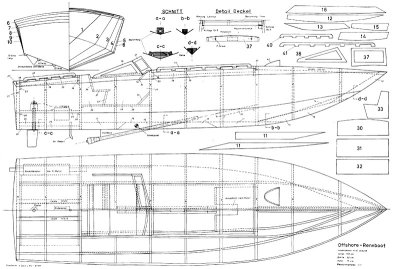 Offshore-rennboot,      Land: DE,  Bouwjaar: 1986,  Schaal: ,  Lengte:1070,  Bladen: 3\
